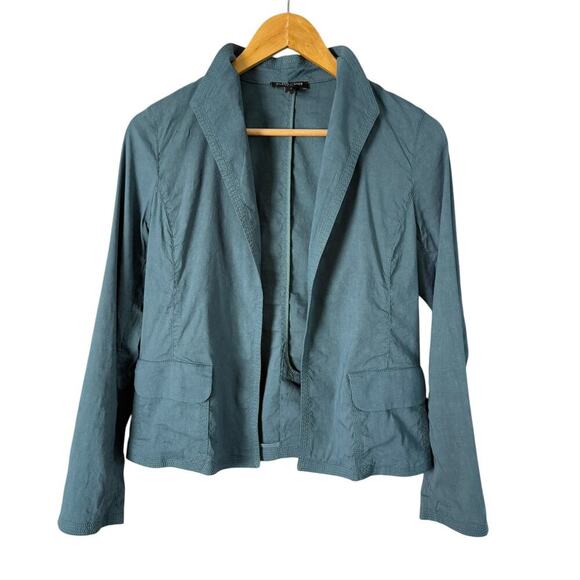 Eileen Fisher Linen Open Front Blazer Lightweight Jacket in Slate Blue, XS P - Picture 1 of 11